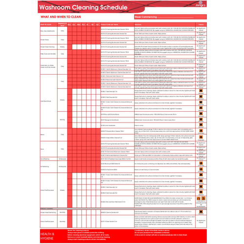 Jangro Washroom Cleaning Schedule (XA163)